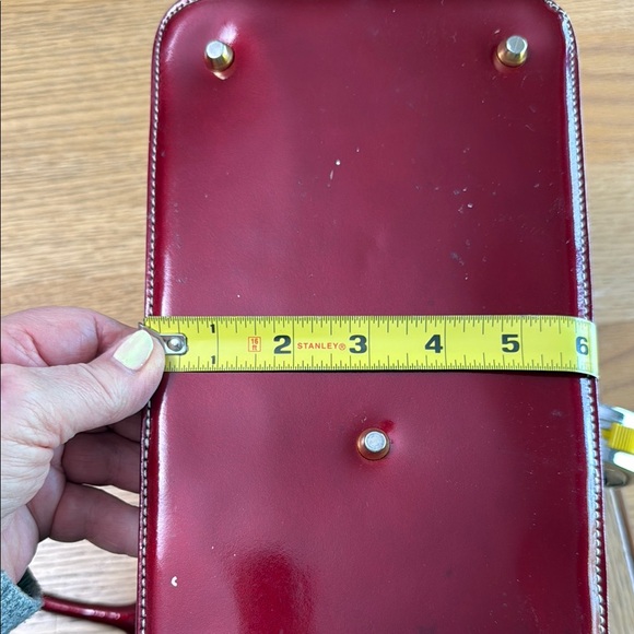 Arcadia Red Patent Leather Satchel with Glossy Finish - Picture 11 of 16